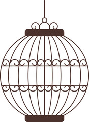 Round metal birdcage flat illustration