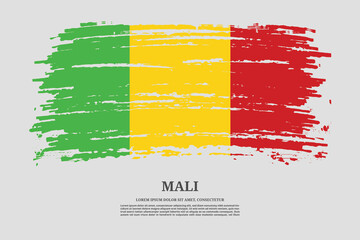 Mali flag with brush stroke effect and information text poster, vector - obrazy, fototapety, plakaty