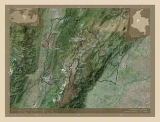 Cundinamarca, Colombia. High-res satellite. Labelled points of cities