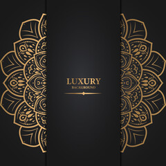 luxury ornamental mandala design background in gold color