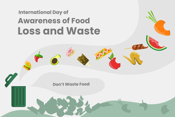 Illustration vector graphic of international day of awareness of food loss and waste. Good for poster.