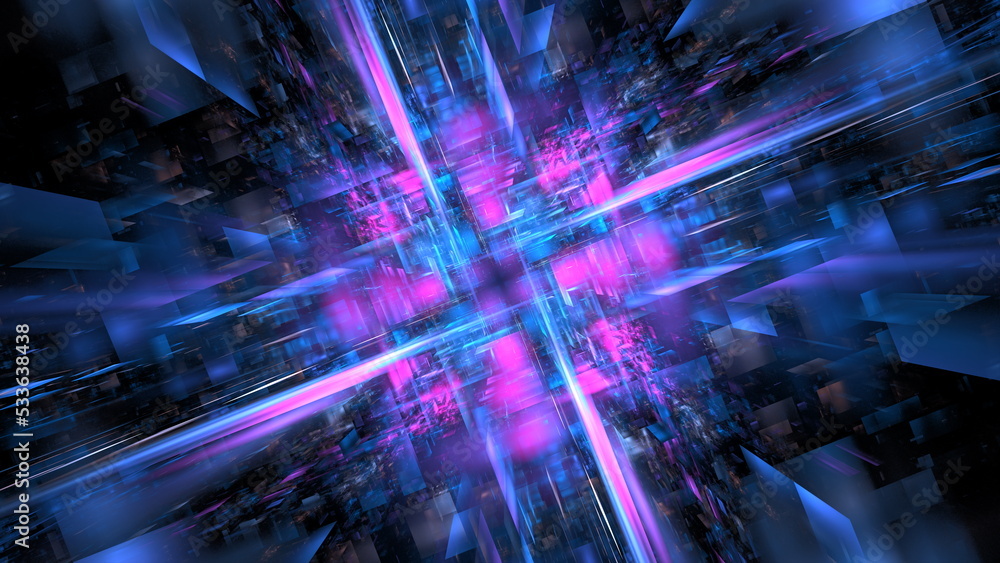 Poster digital abstract background. cloud technologies, big data computing, glowing elements. 3d illustrati