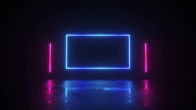 Rectangular Neon Flickering Frame Backdrop