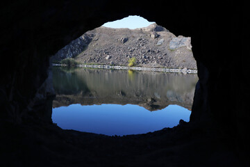 lake iacobdeal turcoaia tulcea romania view from cavern