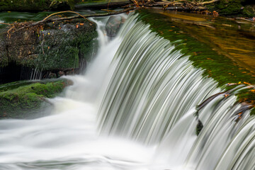 water flowing from waterfall in the forest