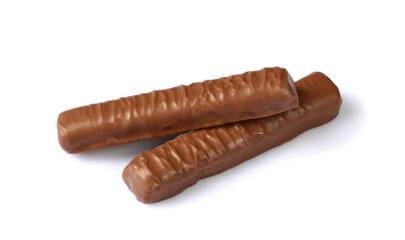 Two chocolate bars isolated on white background with clipping path	