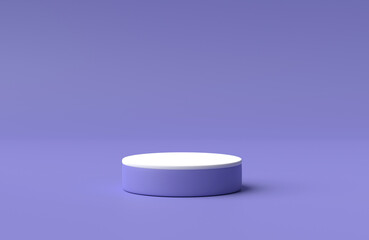 Abstract geometric platform on pastel purple background for design. Empty podium or pedestal display. Minimal scene concept. 3D rendering, 3D illustration.