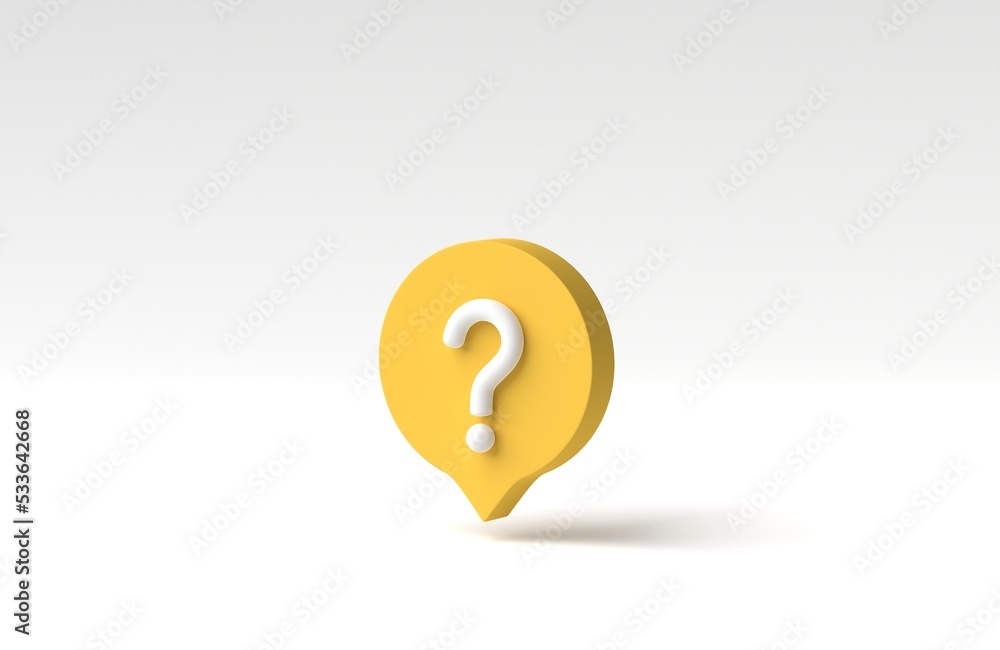 Aufkleber social media notification with question mark icon on white background. faq symbol concept. 3d render