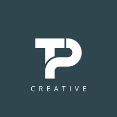 Alphabet TP logo design in vector format with white color.