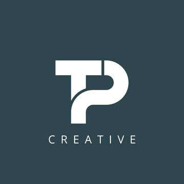 Alphabet TP logo design in vector format with white color.