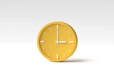 Clock alarm for watch hour and minute. Cartoon minimal style. Time management and deadline concept. 3D render, 3D illustration.