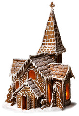 Gingerbread cookies Christmas church isolated