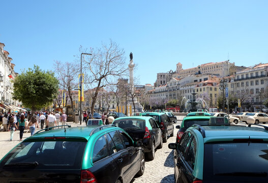 Taxistand in Lissabon