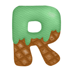 Ice Cream Watercolor Hand Drawn Alphabet R