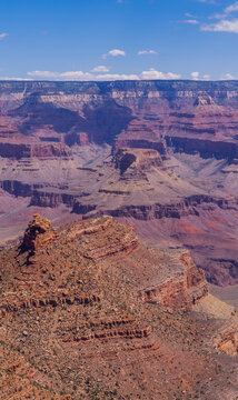 Stunning vertical view of the Grand Canyon National Park from South Rim in Arizona, USA