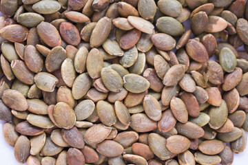 Green pumpking seeds high angle view