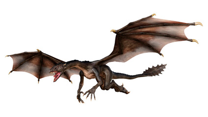 3D Rendering Fairy Tale Dragon on White