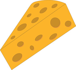 cheese slice isolated on a white background. Cheese flat. Vector part of cheese