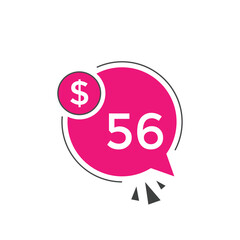Monthly 56 Dollar price tag or sticker. fifty six dollars sales tag. shopping promotion marketing concept. sale promotion Price Sticker Design
