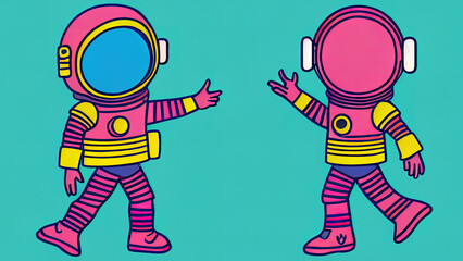 Cute Astronaut. Flat Cartoon Style