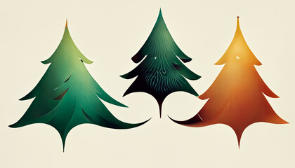Fototapeta premium Christmas sparkling bright trees. Merry Christmas and Happy new year. Digital art