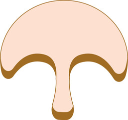 Cartoon vector illustration of champignon. Fresh organic mushroom isolated on white background. Ingredient of pizza
