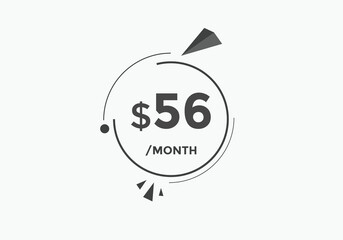 56 dollar price tag. 56$ dollar USD price symbol. price 56 Dollar sale banner in USD. Business or shopping promotion marketing concept
