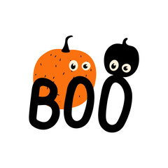 Boo halloween pumkins illustration on white color