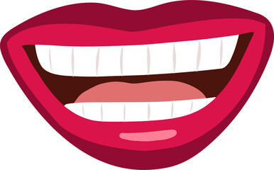 Fototapeta premium Female mouth expressions in comic style. Different emotions through lips. Mouth smiling.