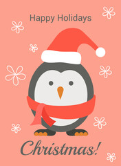 Christmas Penguin Vector Icon