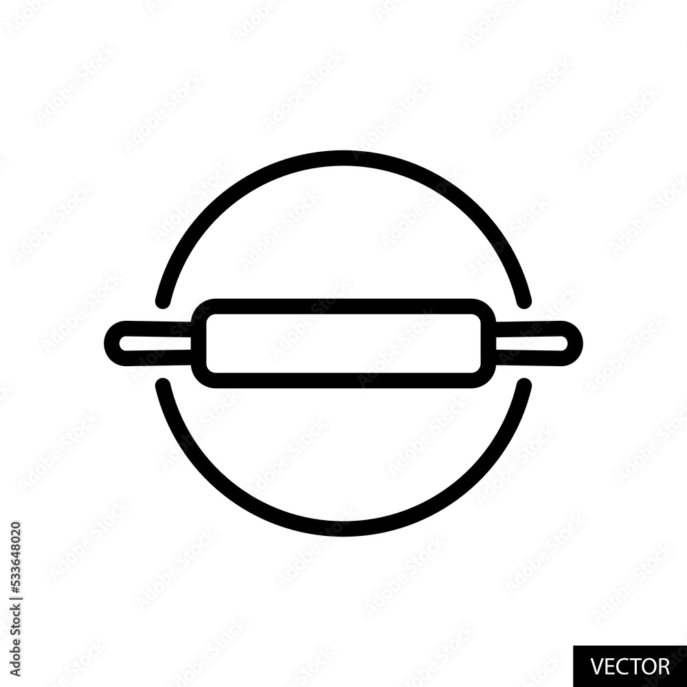 Poster rolling pin and board vector icon in line style design for website, app, ui, isolated on white backg