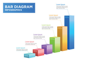 3d graph bar diagram chart for business statistics. Vector infographic with steps and options.