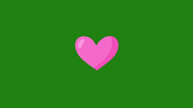 cartoon Heart Beating animation in green screen background.