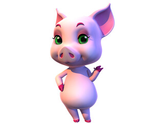 pig cartoon 3D cute pose
