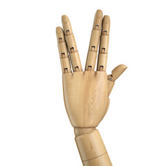 Wooden dummy hand showing gesture