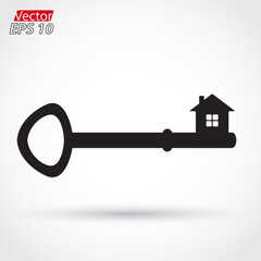 silhouette key house shape / vector illustration