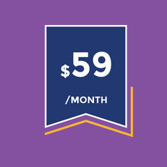59 dollar price tag. 59$ dollar USD price symbol. price 59 Dollar sale banner in USD. Business or shopping promotion marketing concept
