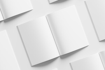 A4 A5 Magazine Brochure 3D Rendering White Blank Mockup