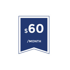 60 dollar price tag. 60$ dollar USD price symbol. price 60 Dollar sale banner in USD. Business or shopping promotion marketing concept
