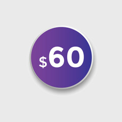 Obraz premium 60 dollar price tag. Price $60 USD dollar only Sticker sale promotion Design. shop now button for Business or shopping promotion 