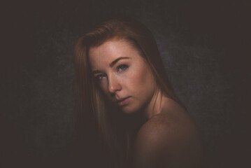 Fototapeta premium Studio portraits with red hair girl