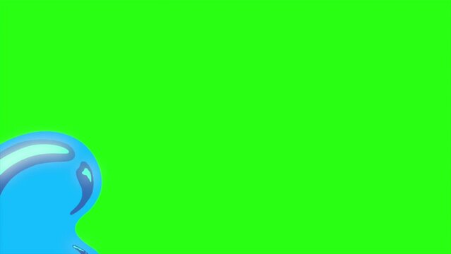 Animation water with motion blur on green screen background