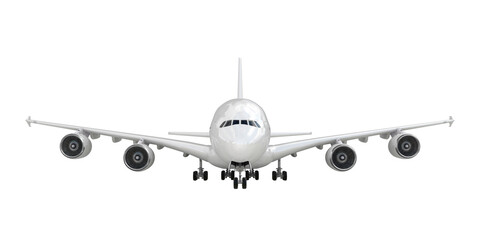 Frontansicht auf ein Flugzeugmodell eines Passagierflugzeugs