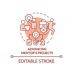 Advancing mentor projects terracotta concept icon. Ethical issue in mentoring abstract idea thin line illustration. Isolated outline drawing. Editable stroke. Arial, Myriad Pro-Bold fonts used