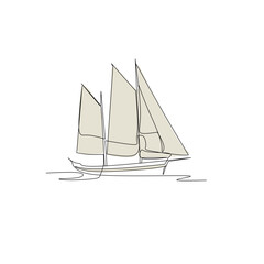 sailing ship on white background