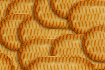 Abstract background texture of reverse side cookie close up.
