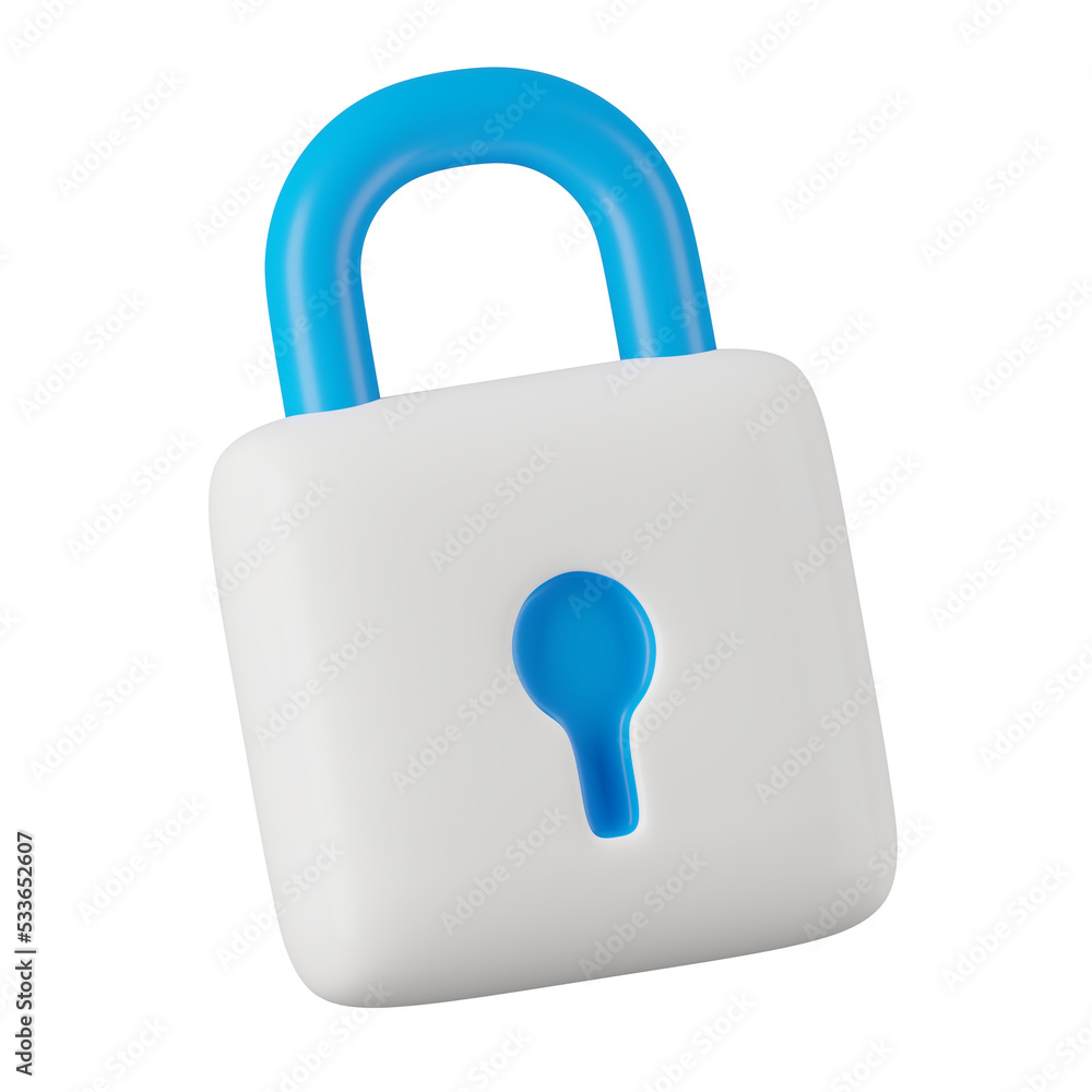 Poster 3d render of padlock icon.