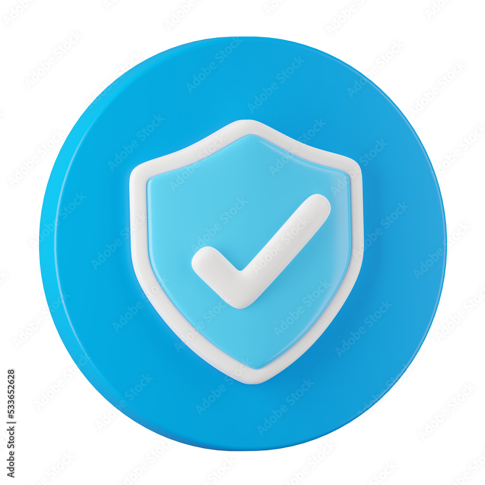 Poster 3d render of security safe button icon.