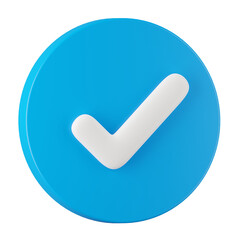 3d render of check mark button icon.
