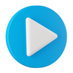 3d render of media play video button icon.